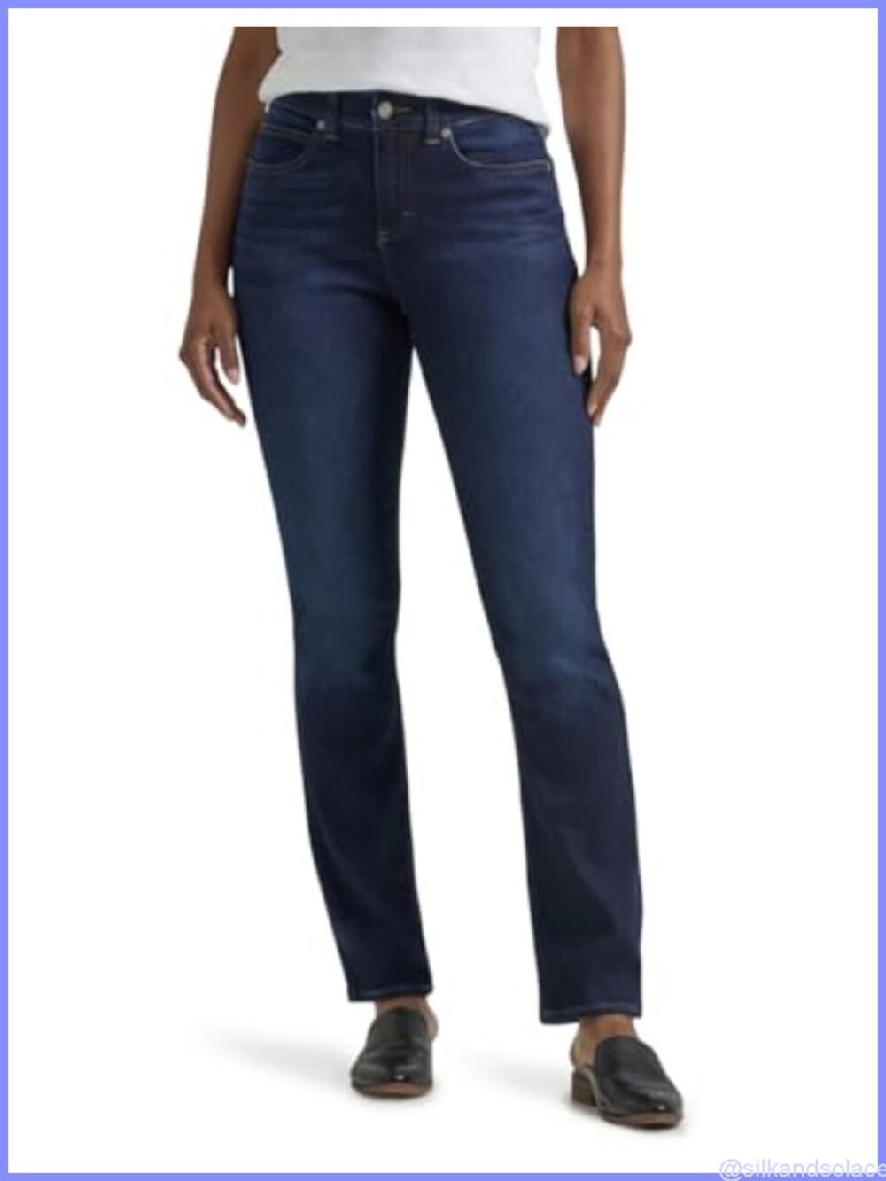 Petite Ultra Lux Comfort Flex Motion Straight Leg Mid Rise Jeans